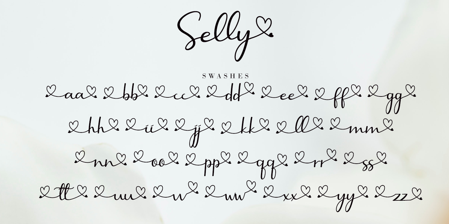 Beispiel einer Selly Calligraphy Italic-Schriftart